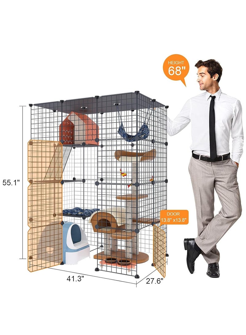 Large Cat Cage Enclosure Indoor DIY Cat Playpen Detachable Metal Wire Kennels Crate 2x3x4 Large Exercise Place Ideal for 1-3 Cat - Image 2