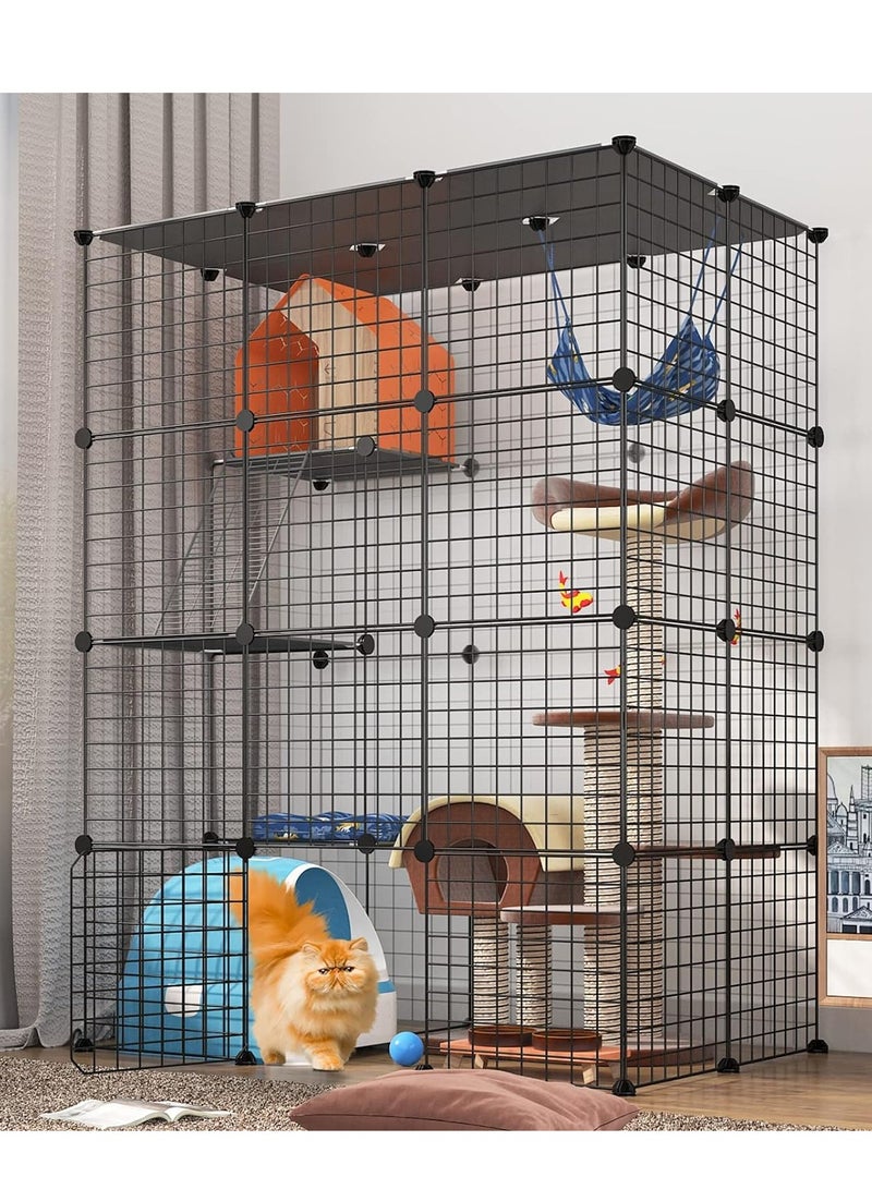 Large Cat Cage Enclosure Indoor DIY Cat Playpen Detachable Metal Wire Kennels Crate 2x3x4 Large Exercise Place Ideal for 1-3 Cat - Image 1