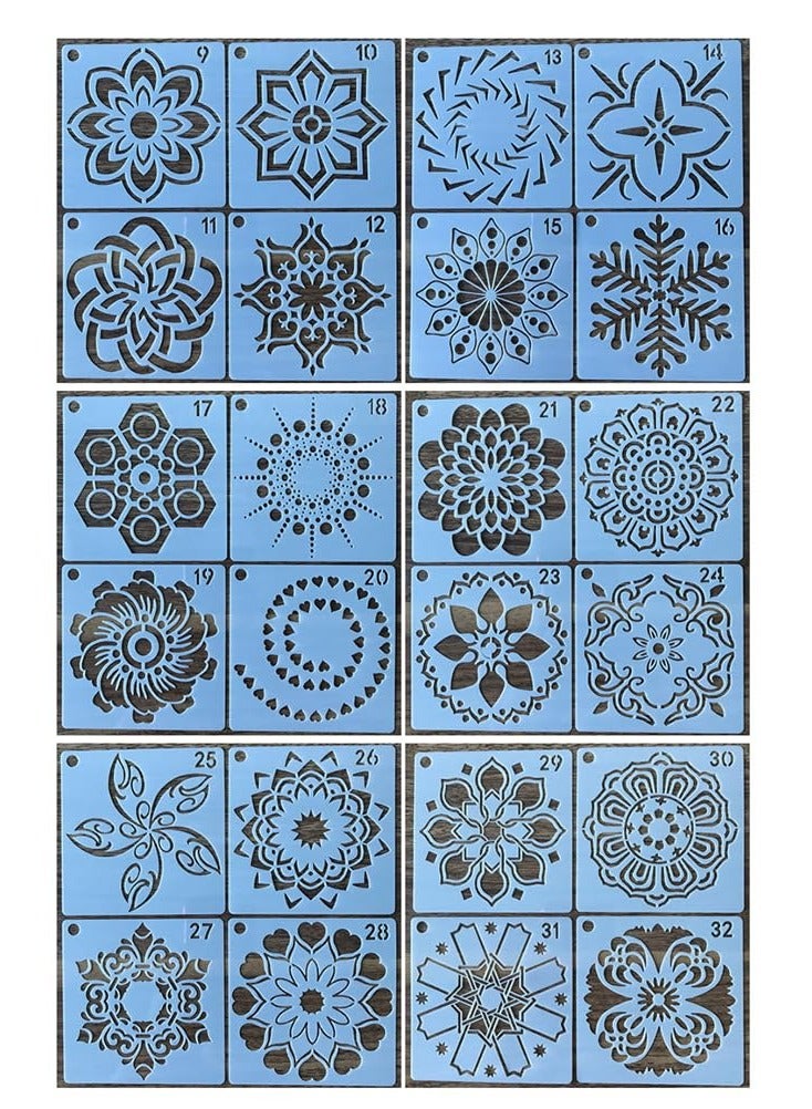 موردلي 36 عبوة من قوالب ماندالا (3.6 × 3.6 بوصة) مجموعة قوالب رسم ماندالا للرسم مثالية لمشاريع الرسم الفنية التي تصنعها بنفسك، حائط خشبي، أرضية، قماش، أثاث، بلاط، هدية عيد الميلاد (قابلة لإعادة الاستخدام) - Image 2