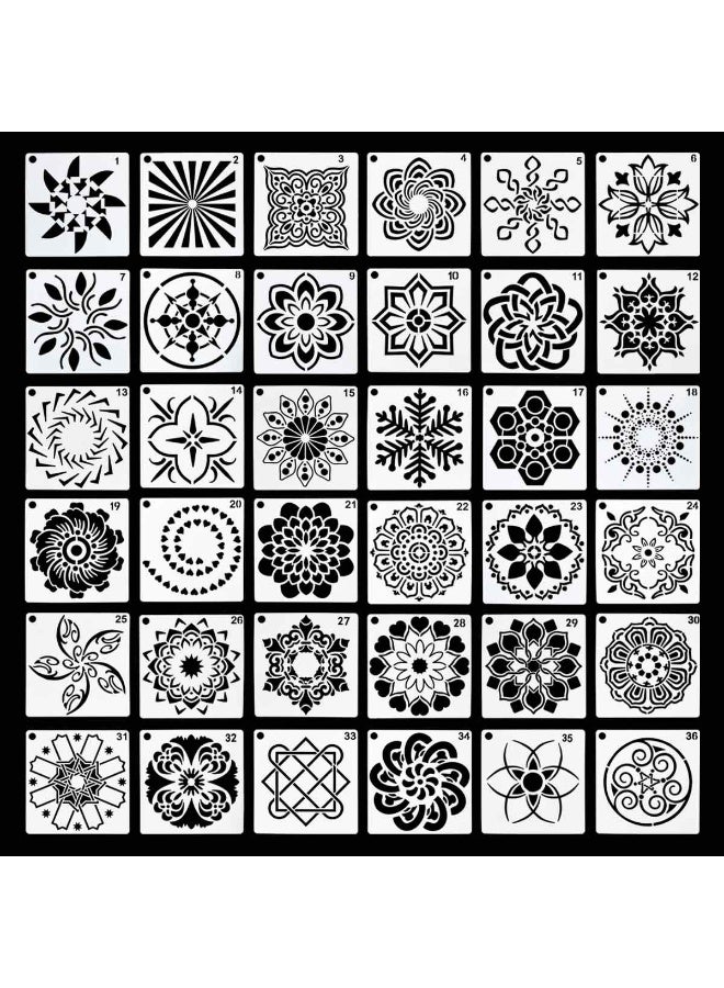 Mordely 36 Pack Mandala Stencils (3.6x3.6 Inch) Mandala Dotting Painting Template Stencil Set for Painting Perfect for DIY Painting Art Projects Wood Wall Floor Fabric Furniture Tile Christmas Gift (Reusable) - Image 4