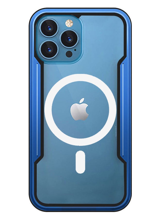 CATANES - iPhone 14 Pro Heavy Duty Defender Case Rugged Anti-Drop Clear Back Cover with Shockproof Hybrid Metal and TPU Bumper Fram Blue - Image 1