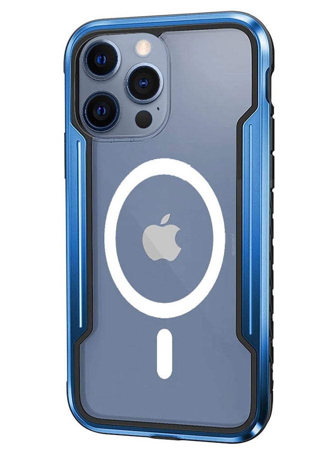 CATANES - iPhone 14 Pro Heavy Duty Defender Case Rugged Anti-Drop Clear Back Cover with Shockproof Hybrid Metal and TPU Bumper Fram Blue - Image 1