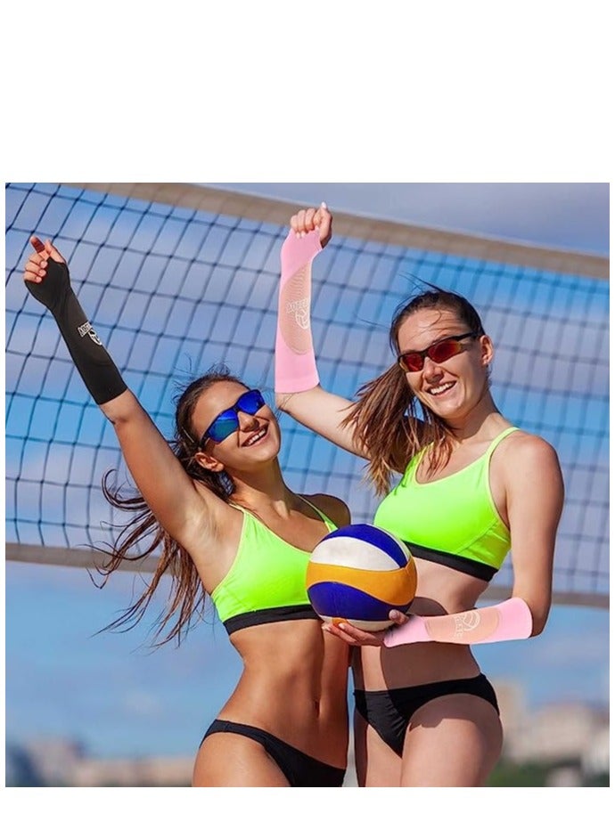 Excefore 3 Pairs Volleyball Arm Sleeves Passing Hitting Forearm Sleeves with Protection Pad and Thumb Hole Volleyball Training Gear for Women Girls - Image 5