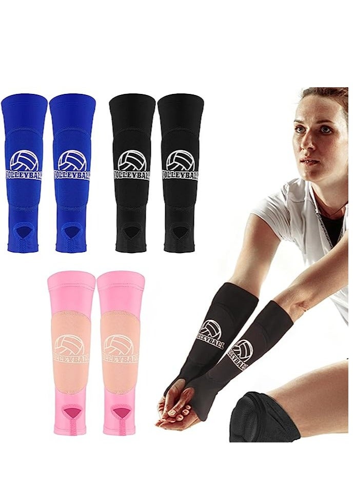 Excefore 3 Pairs Volleyball Arm Sleeves Passing Hitting Forearm Sleeves with Protection Pad and Thumb Hole Volleyball Training Gear for Women Girls - Image 1