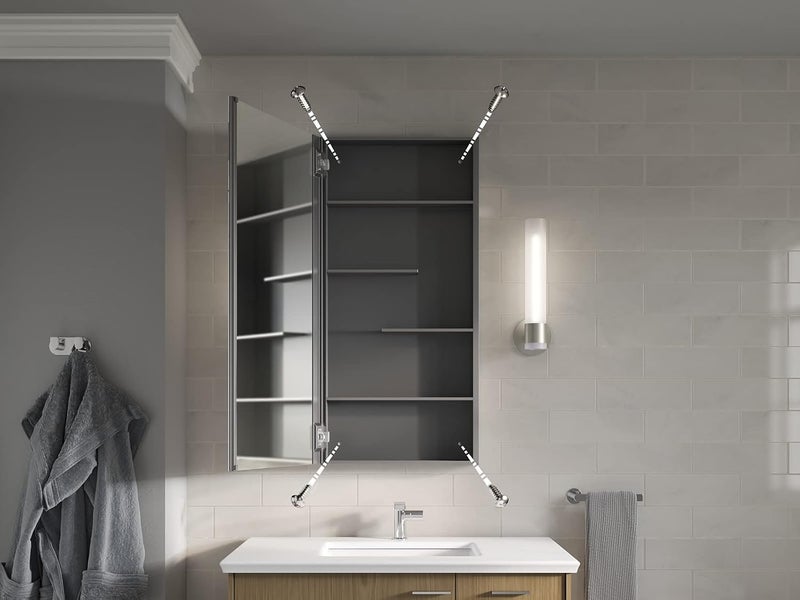 Kohler Kohler Maxstow Mirror Cabinet for Bathroom 20"x40"x3.56" (50.8cm x 101.6cm x 9.04cm) Dark Anodized Aluminium with Silver Coated Glass - Bathroom Cabinet with Storage for Medicine, Makeup, Toiletries  - Image 2