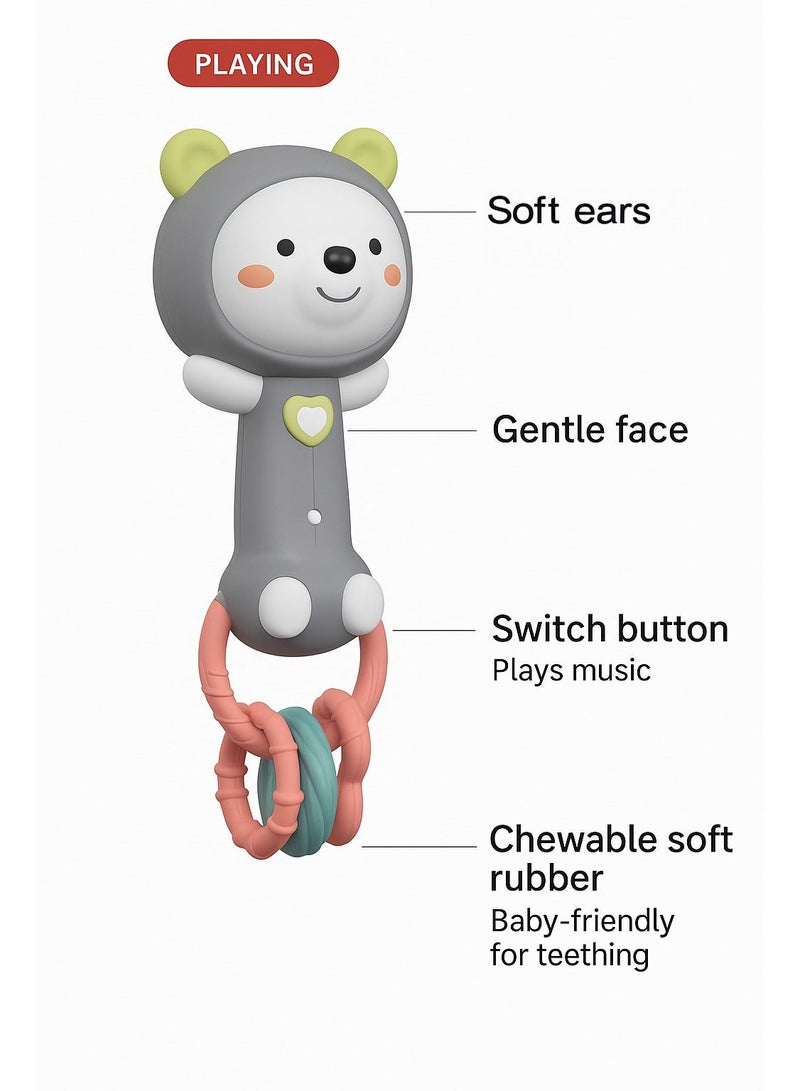 لعبة الدب الهزاز للأطفال - لعبة مريحة للرضع حديثي الولادة مع صوت جرس لطيف - Image 4