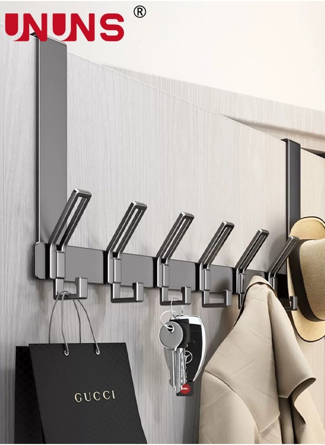 UNUNS Over The Door Hooks,Heavy Duty Over Door Hanger Aluminium For Coats Robes,Hanging Towel Rack Back Of Bathroom Bedroom Door,Long Arms Easy Reach,6 Hooks  - Image 1