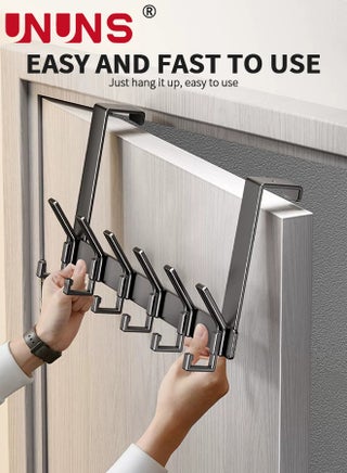Over The Door Hooks,Heavy Duty Over Door Hanger Aluminium For Coats Robes,Hanging Towel Rack Back Of Bathroom Bedroom Door,Long Arms Easy Reach,6 Hooks - view 4