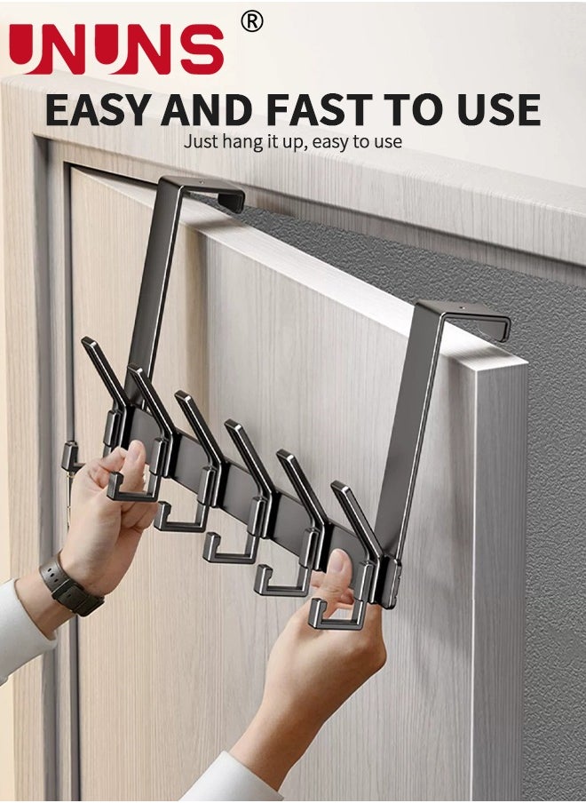 UNUNS Over The Door Hooks,Heavy Duty Over Door Hanger Aluminium For Coats Robes,Hanging Towel Rack Back Of Bathroom Bedroom Door,Long Arms Easy Reach,6 Hooks  - Image 4