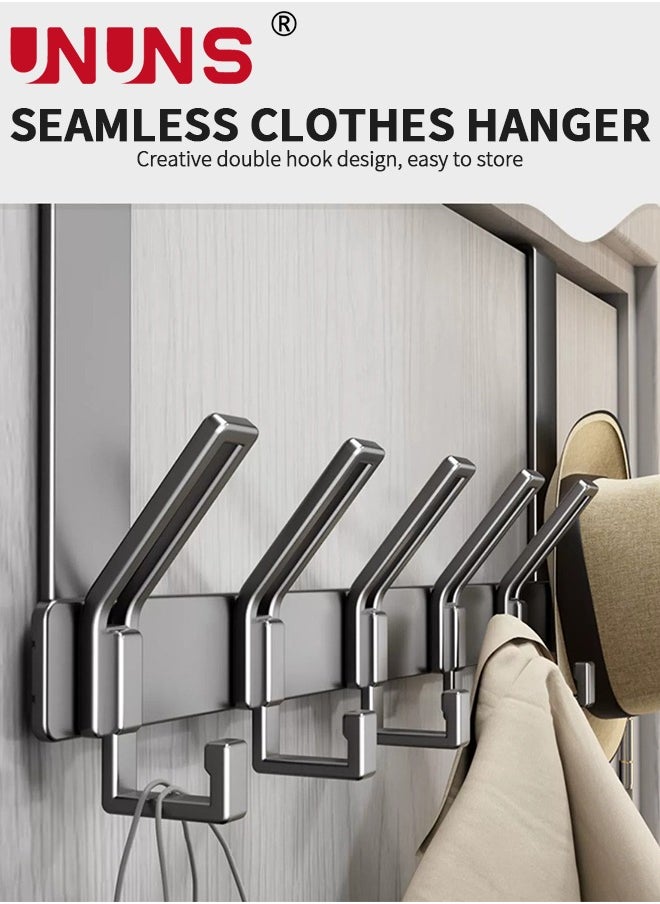 UNUNS Over The Door Hooks,Heavy Duty Over Door Hanger Aluminium For Coats Robes,Hanging Towel Rack Back Of Bathroom Bedroom Door,Long Arms Easy Reach,6 Hooks  - Image 2