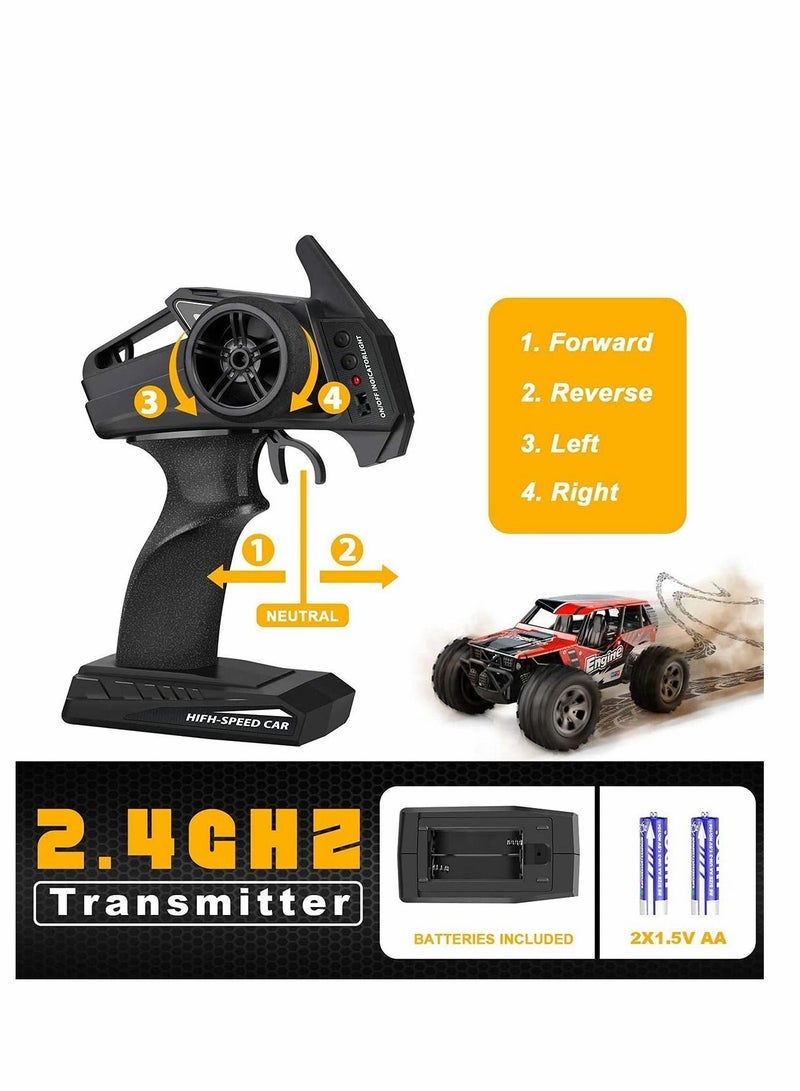 KASTWAVE Remote Control Car, RC Cars Remote Control Truck, 2.4GHZ 1:18 Fast Racing Monster Car, Off Road Radio RC Cars for Boys with 4 Batteries for Kids Teens Adults Toys - Image 2