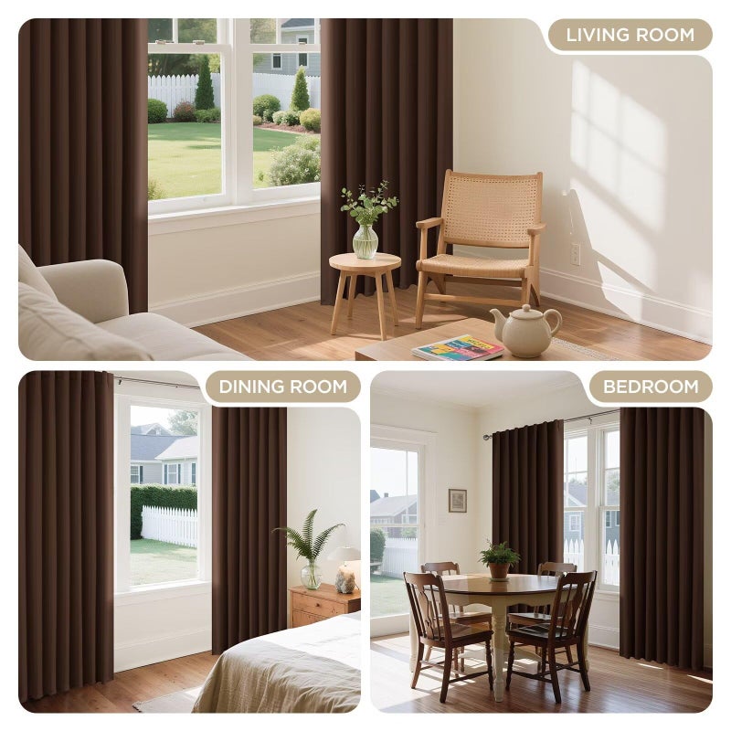 Joydeco Blackout Curtains 96 Inches Long for Bedroom, Thermal Insulated Black Out Curtains 2 Panels Set, Room Darkening Drapes for Living Room Window (W52 x L96 Inch, Brown) - Image 5
