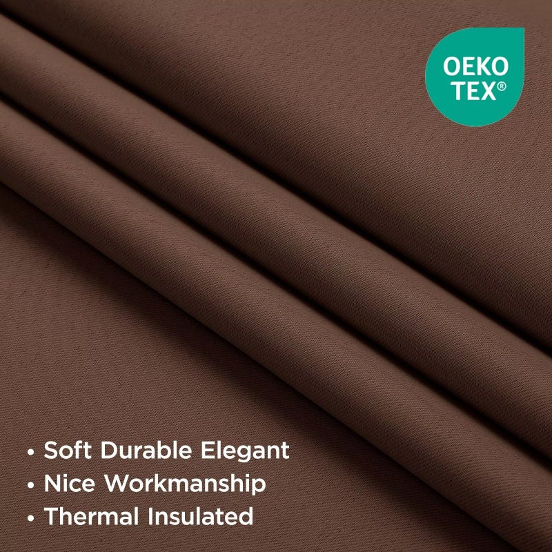 Joydeco Blackout Curtains 96 Inches Long for Bedroom, Thermal Insulated Black Out Curtains 2 Panels Set, Room Darkening Drapes for Living Room Window (W52 x L96 Inch, Brown) - Image 3