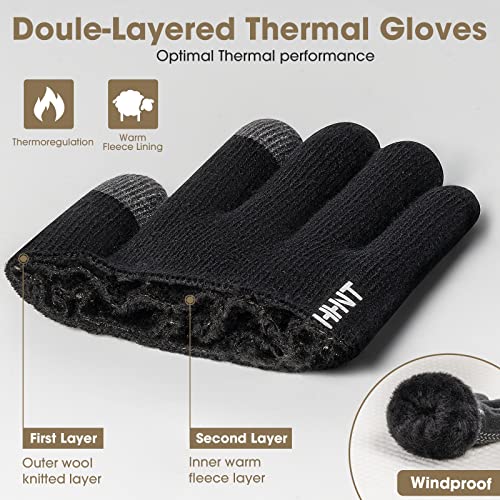 Rahhint Wool Winter Gloves Men Women Fleece Lined Knit Gloves with Touchscreen Fingers Insulated Gloves Keep Hand Warm Gift - Image 3