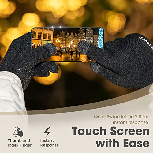 Rahhint Wool Winter Gloves Men Women Fleece Lined Knit Gloves with Touchscreen Fingers Insulated Gloves Keep Hand Warm Gift - Image 5