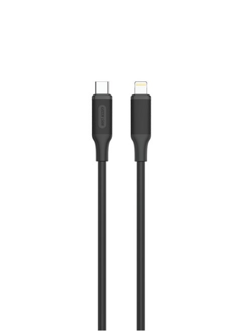 USB-C to Lightning PVC Cable 3M / 480mbps Transfer Speed / Quick Charge Capability / Wide Compatibility / 27W Charging / 10000 Bends Life Span / Secure & Safe / Charge & Sync - Black