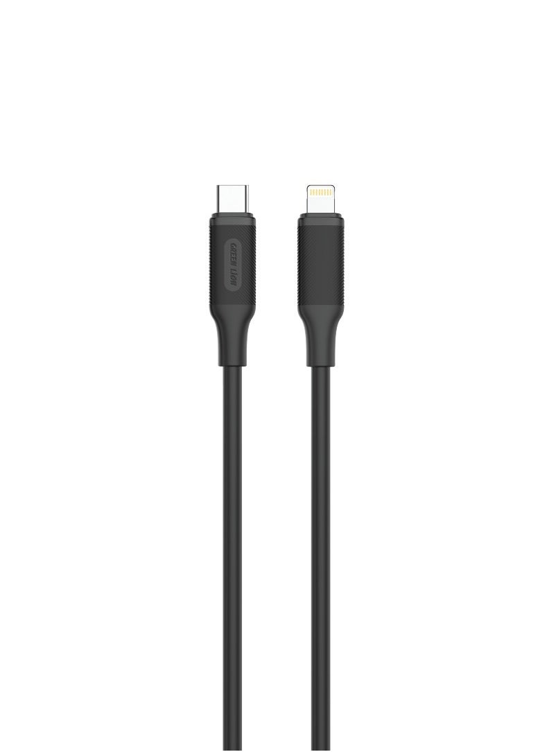 USB-C to Lightning PVC Cable 3M / 480mbps Transfer Speed / Quick Charge Capability / Wide Compatibility / 27W Charging / 10000 Bends Life Span / Secure & Safe / Charge & Sync - Black