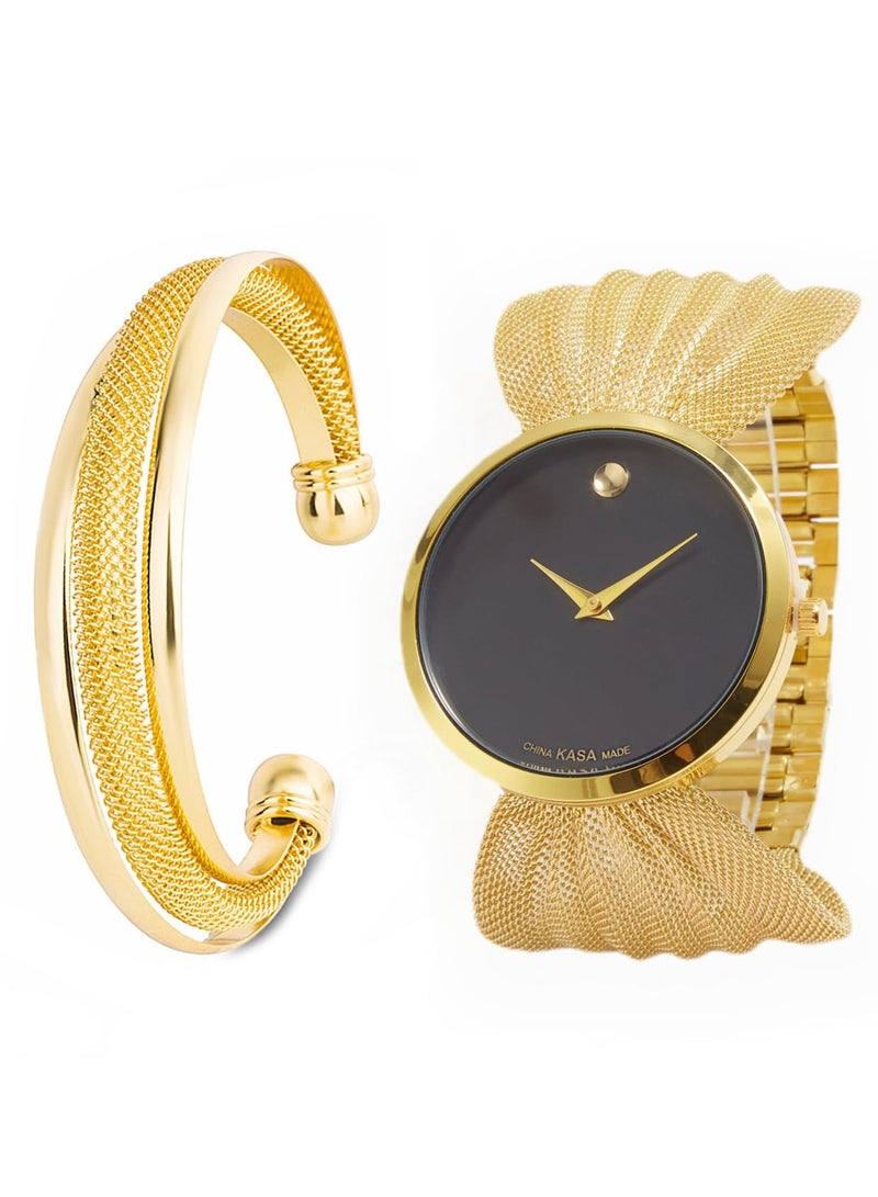 Captaintech Elegant Women's Wristwatch Set with erfly Design and Mesh Band, Luxury Gift Box with Matching Bracelet - Image 1