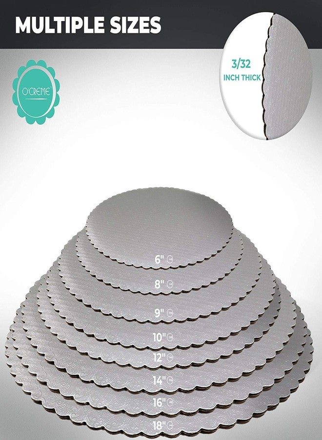 O'Creme Silver-Top Scalloped Round Cake and Pastry Board 3/32 Inch Thick, 8 Inch Diameter - Pack of 10 - Image 3