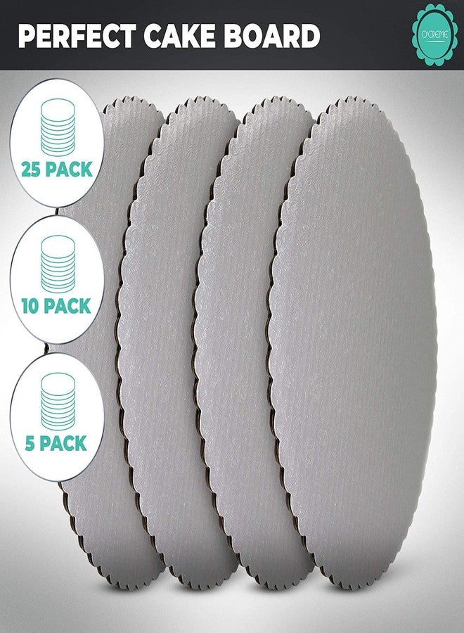 O'Creme Silver-Top Scalloped Round Cake and Pastry Board 3/32 Inch Thick, 8 Inch Diameter - Pack of 10 - Image 4