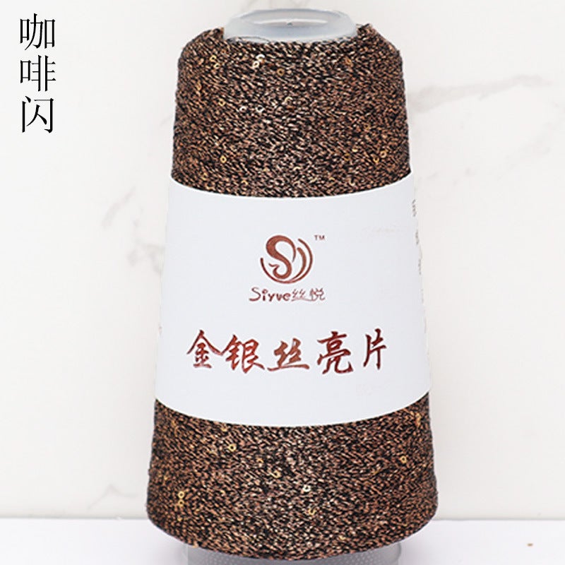 Silky Charm DIY Knitting Yarn Colorful Sequin Companion Threads Coffee flash 34#