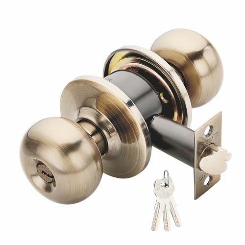 Met Craft SS304 Room Door Knob Lock - with 3 Brass computerised Key Cylindrical Lock for Bedroom/Main Door/Tubular Door Knob/Handle (Antique Brass, 70 mm Backset) - Image 2