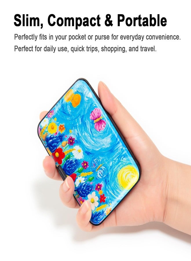 Kaabao Credit Card Holder Small RFID Blocking Wallet Business Metal Slim Mini Aluminum Hard Case for Women Men Gift (Meadow Full of Colorful Flowers) - Image 2