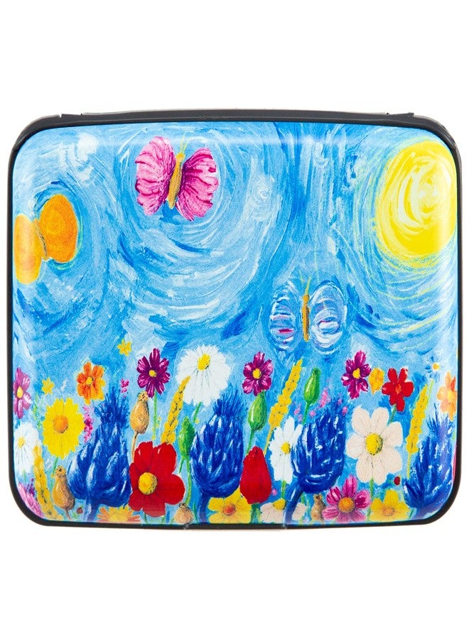 Kaabao Credit Card Holder Small RFID Blocking Wallet Business Metal Slim Mini Aluminum Hard Case for Women Men Gift (Meadow Full of Colorful Flowers) - Image 1