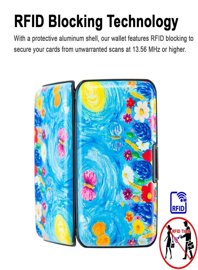 Kaabao Credit Card Holder Small RFID Blocking Wallet Business Metal Slim Mini Aluminum Hard Case for Women Men Gift (Meadow Full of Colorful Flowers) - Image 3