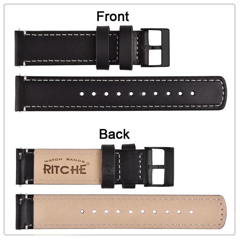 Ritche Leather Watch Strap with Quick Release Pins, 22mm Replacement Watch Band for Men and Women, Fits Smartwatches & Traditional Watches - Image 5
