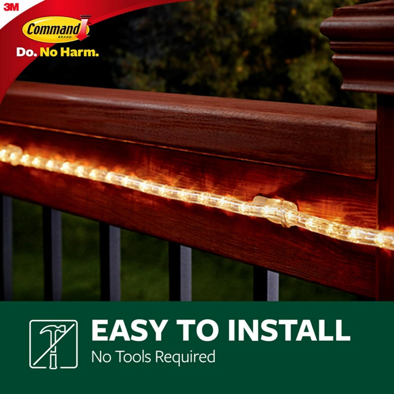 Command Outdoor Rope Light Clips, 12 Hooks and 16 Command Strips, Damage Free Hanging Christmas Decorations with Weather Resistant Strips, Wall Clips for Hanging Outdoor Lights and Cable Management - Image 4