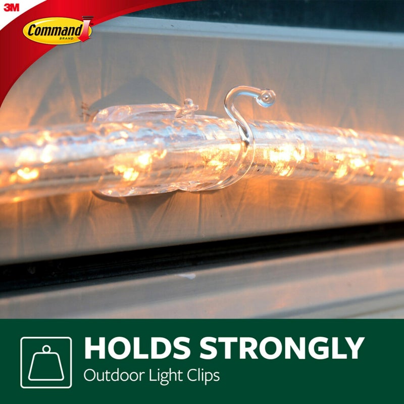 Command Outdoor Rope Light Clips, 12 Hooks and 16 Command Strips, Damage Free Hanging Christmas Decorations with Weather Resistant Strips, Wall Clips for Hanging Outdoor Lights and Cable Management - Image 3