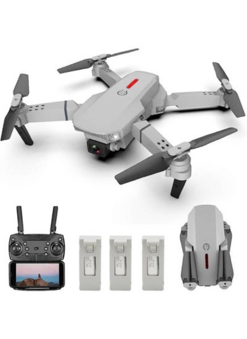 AROAQ - E88-LS-E525 WiFi FPV Drone Headless Mode Drone 3 Batterires Silver Grey Suitable for Beginners and Kids - Image 1