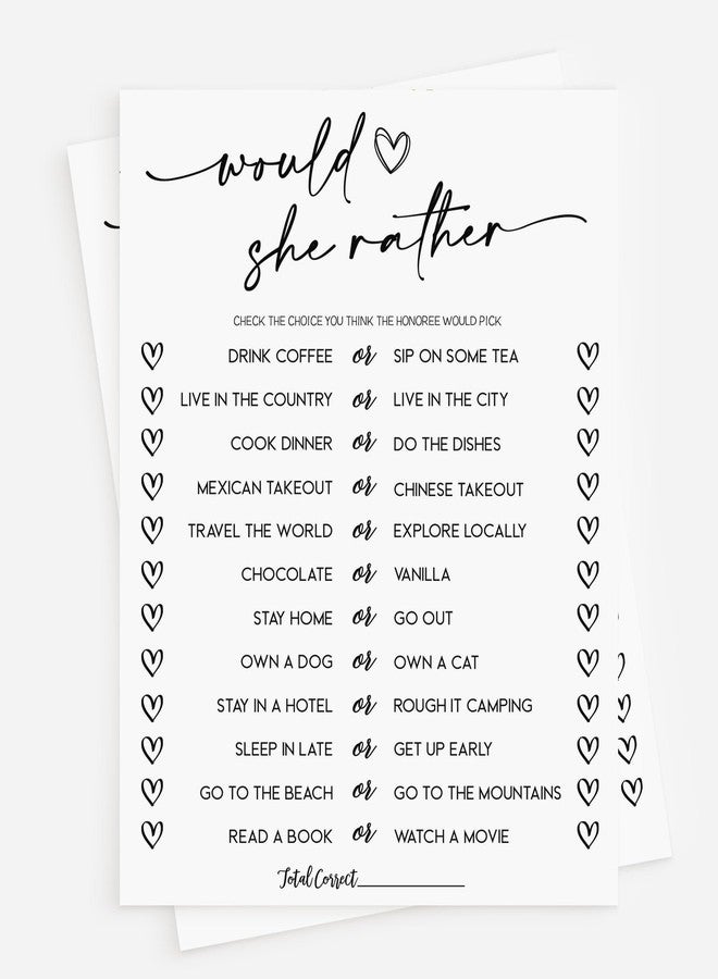 All-Ewired-Up All Ewired Up 50 Would She Rather Game (50-Cards) Fun Baby Bridal Shower Birthday Party Game Activity, Gender Neutral Boy or Girl, Minimalist - Image 1