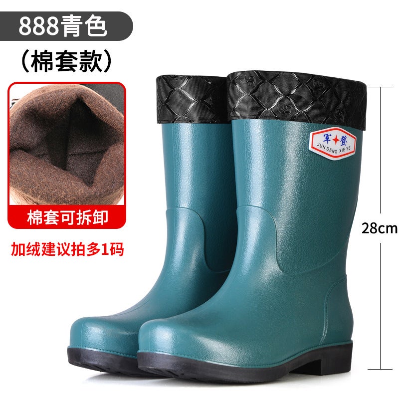 Fashion Rain Shoes Men'S And Women'S Water Shoes Imitation Leather Rain Boots Neutral Waterproof Boots In The Barrel Overshoes Fishing Outdoor - Image 1