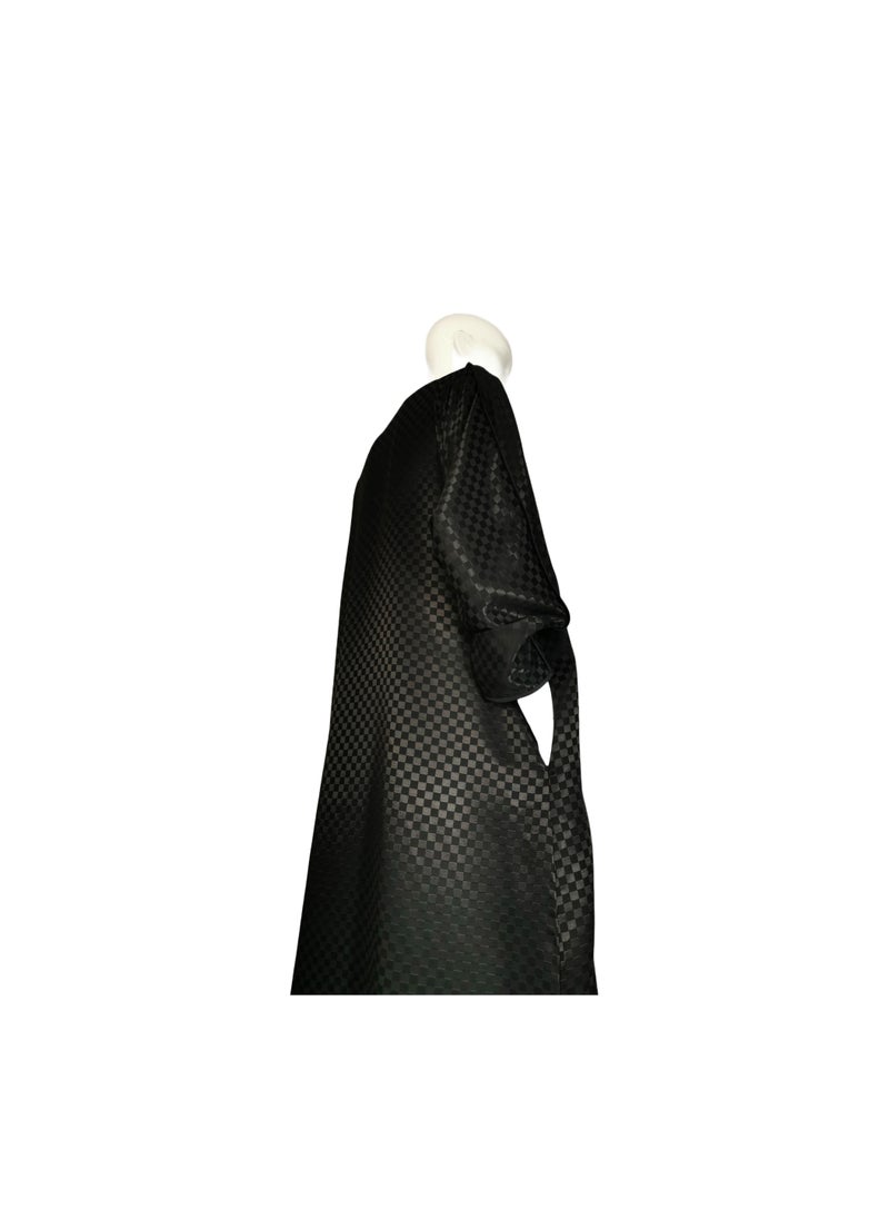 Sana'a Kayum - Checkered Classic Front Open Dolman Sleeve Abaya By Sanaa Kayum - Image 1