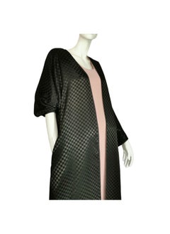 Sana'a Kayum Checkered Classic Front Open Dolman Sleeve Abaya By Sanaa Kayum  - Image 2