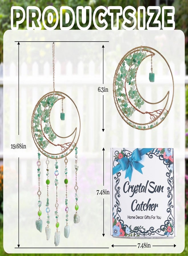Dreamsum Dream Catchers Tree of Life Dream Catcher Green Fluorite Crystal Dreamcatcher Wall Decor with Healing Crystal Stone & Fluorite Wall Art Hanging for Bedroom Home Decor Bless Gift Wedding Garden-Green - Image 2