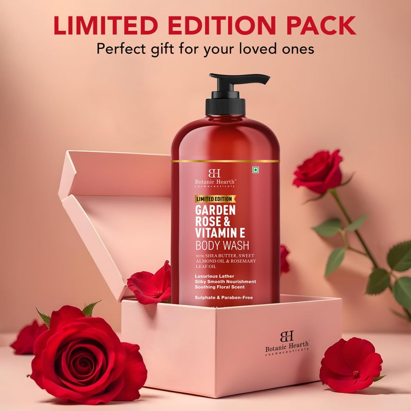 Botanic Hearth Garden Rose & Vitamin E Body Wash â€“ Limited Edition Hydrating Shower Gel with Shea Butter & Sweet Almond Oil, Luxurious Lather, Sulfate & Paraben Free â€“ 16 fl oz - Image 2