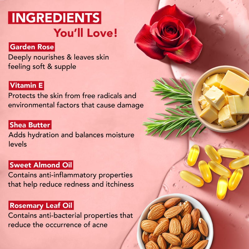 Botanic Hearth Garden Rose & Vitamin E Body Wash â€“ Limited Edition Hydrating Shower Gel with Shea Butter & Sweet Almond Oil, Luxurious Lather, Sulfate & Paraben Free â€“ 16 fl oz - Image 4