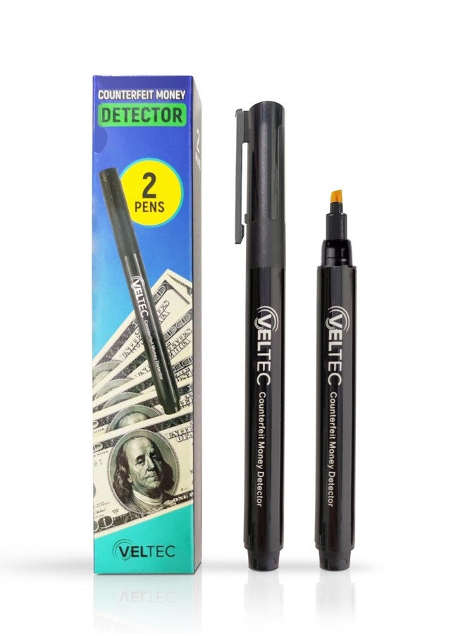 Veltec Counterfeit Money Bill Detector Pen - Easy to Use and Reliable Universal Currency Fake Bill Checker for Personal & Commercial Use - Ensures Authenticity and Prevents Fraud (2 Pack) - Image 1