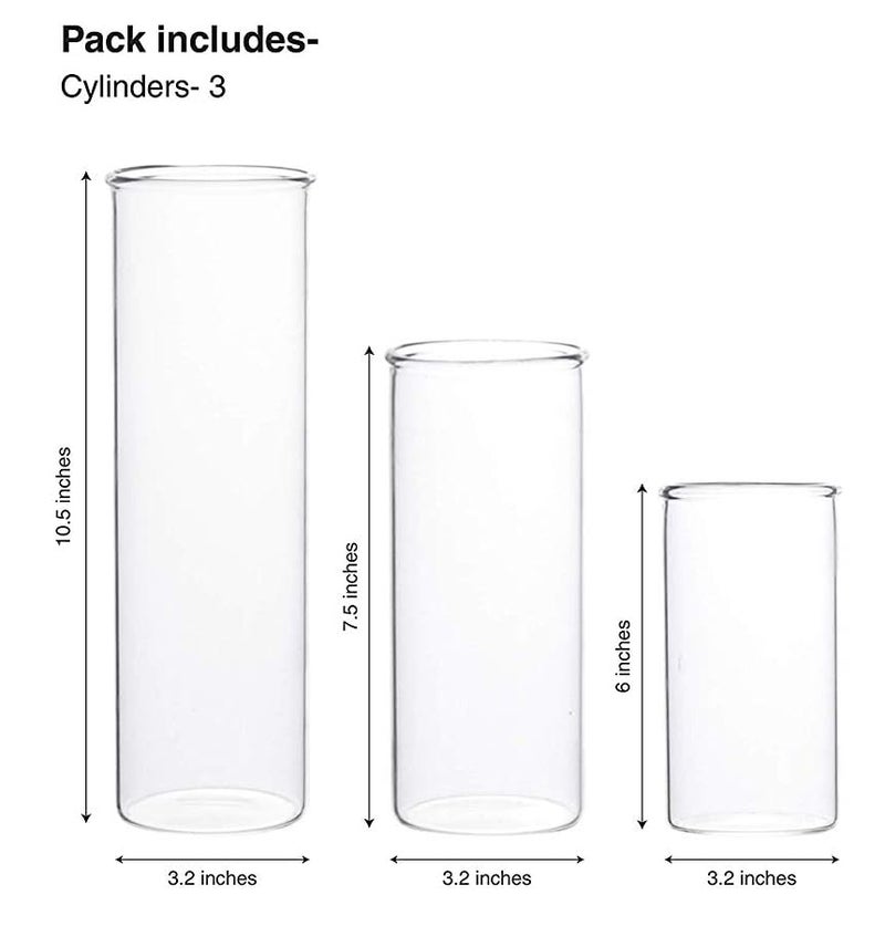 LABZIO Borosilicate Clear Glass Flower Vase (Set of 3) Cylinders, Modern Multipurpose Decorative Glass Vases for Home, Office, Living Room, Centerpieces, Contemporary Home Decor, Floral Arrangements - Image 4