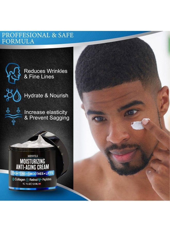 Menvils Mens Face Moisturizer Cream - Anti Aging & Wrinkle for Men - Face Moisturizer For Men - Mens Face Lotion with Collagen, Retinol, Peptides, Jojoba Oil - Facial Men's Skin Care - Day & Night - 4.2 OZ - Image 5
