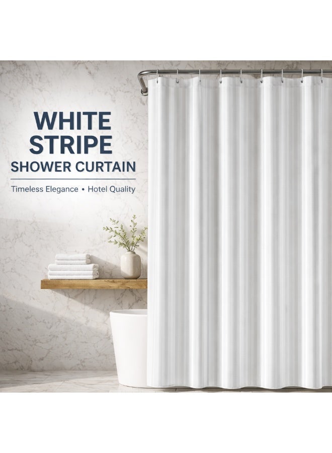 Bliss Casa White Stripe Shower Curtain for Bathroom(180x200 cm), Hotel Quality Fabric bath curtain, Water-Repellent, Machine Washable, Durable & Easy to Install, Included Hooks - Image 4