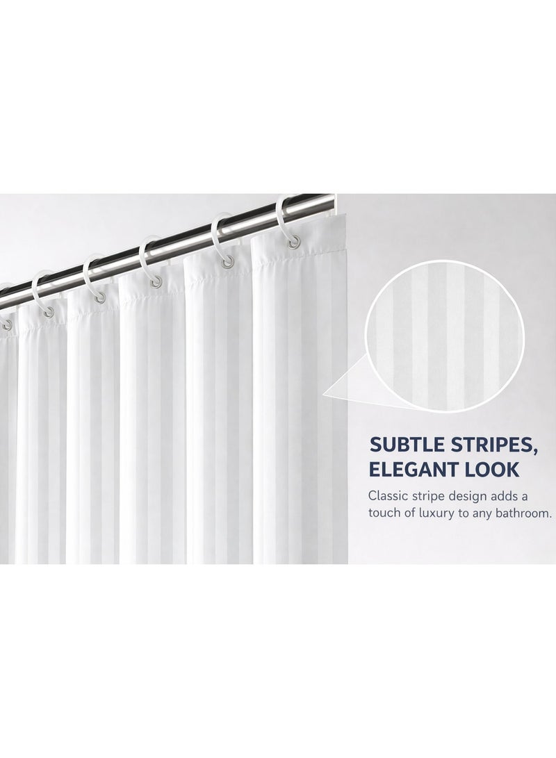 Bliss Casa White Stripe Shower Curtain for Bathroom(180x200 cm), Hotel Quality Fabric bath curtain, Water-Repellent, Machine Washable, Durable & Easy to Install, Included Hooks - Image 5