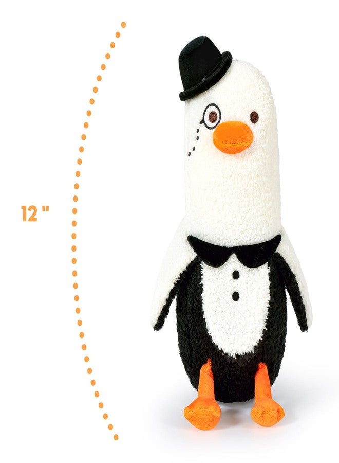 PEACH CAT Banana Duck Plush Pillow Wear Bowler Hat Monocle Stuffed Animals Cute Plushies Toy Gifts for Kids White and Black 12" - Image 2