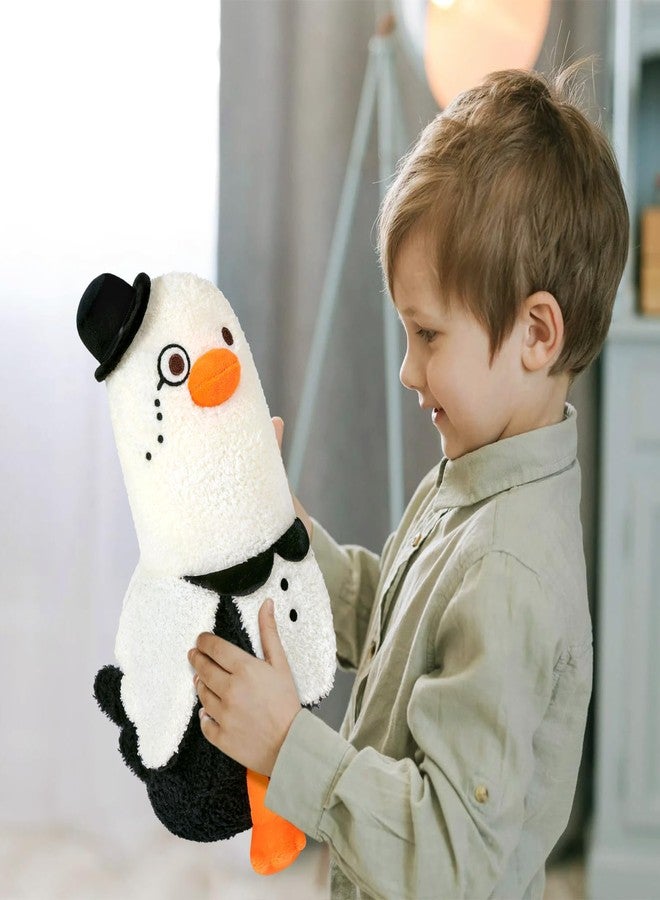 PEACH CAT Banana Duck Plush Pillow Wear Bowler Hat Monocle Stuffed Animals Cute Plushies Toy Gifts for Kids White and Black 12" - Image 4