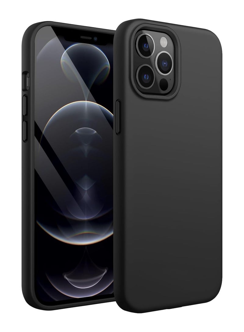 ACLIX Silicone Case Compatible with iPhone 12 Pro Max, Slim Liquid Silicone, Layers of Soft Gel Rubber Shockproof, Protective Phone Case Cover with TPU Lining (Black) - Image 1