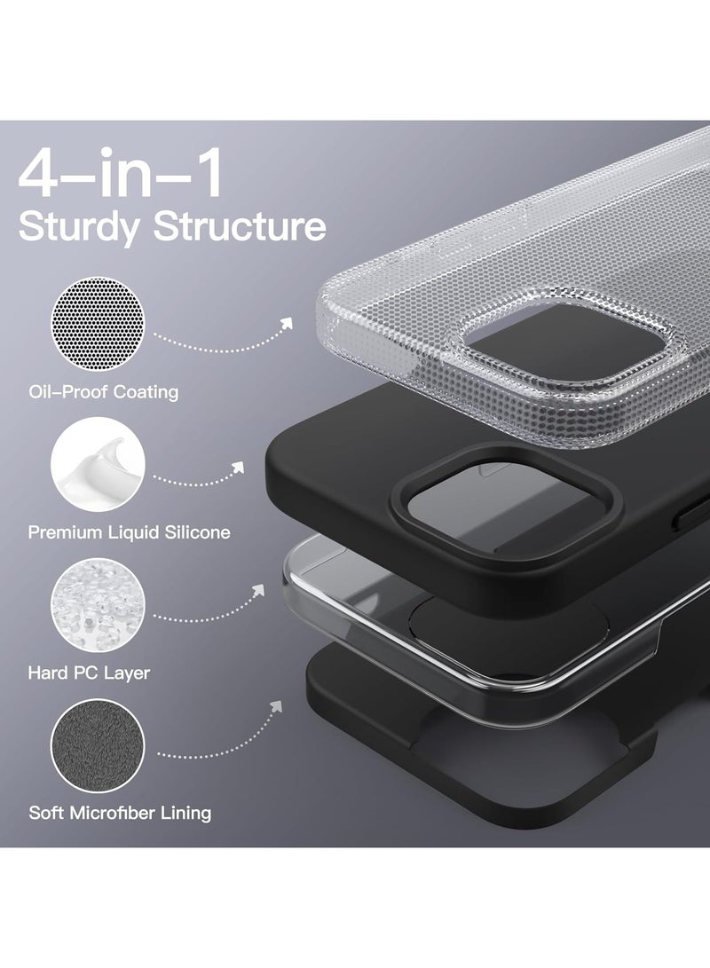 ACLIX Silicone Case Compatible with iPhone 12 Pro Max, Slim Liquid Silicone, Layers of Soft Gel Rubber Shockproof, Protective Phone Case Cover with TPU Lining (Black) - Image 5