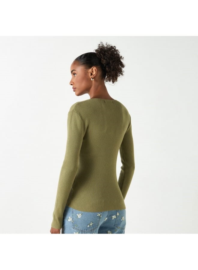 2Xtremz 2Xtremz Ribbed V-Neck Sweater with Long Sleeves  - Image 3